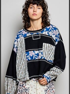 POL Floral Patchwork Top